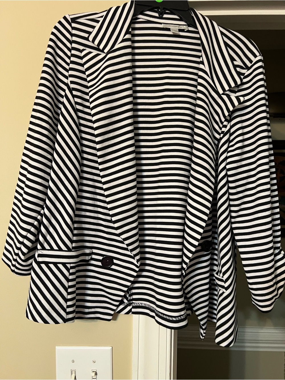 dressbarn Black and White Striped Blazer